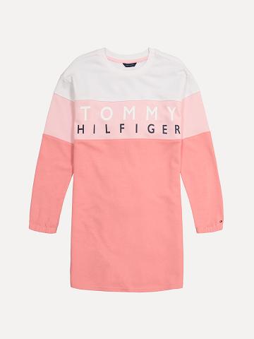 Lány Tommy Hilfiger Little Colorblock Sweatshirt Dresses Rózsaszín | HU 1748ZUT